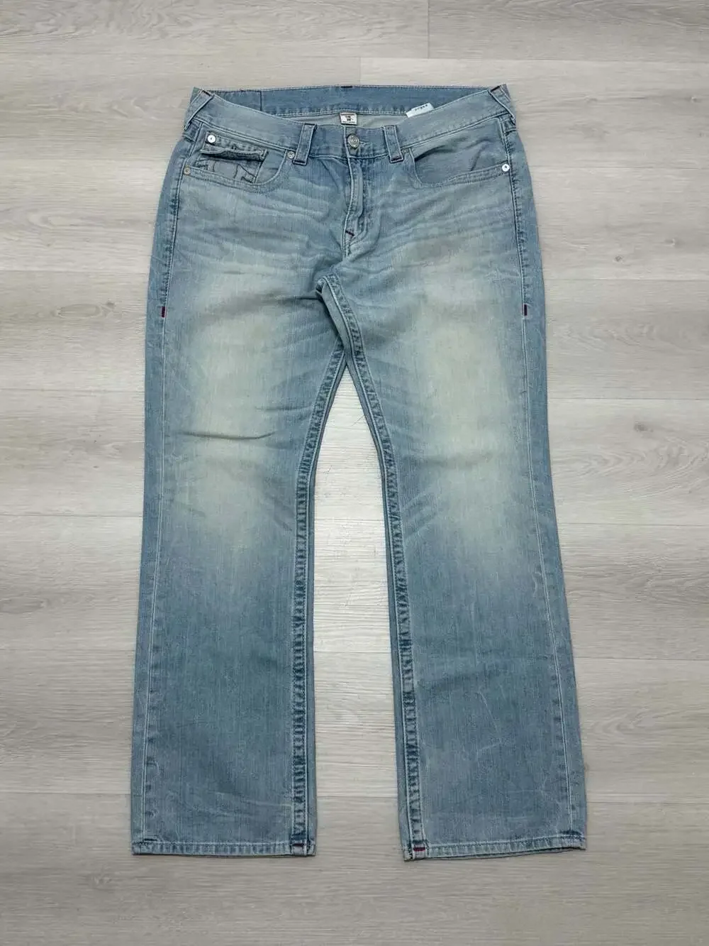 True Religion Ricky Straight Flap Pocket Blue Light Wash Size 38